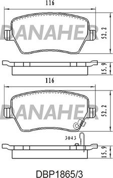 Danaher DBP1865/3 - Тормозные колодки, дисковые, комплект autospares.lv