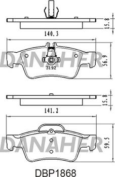 Danaher DBP1868 - Тормозные колодки, дисковые, комплект autospares.lv