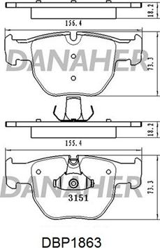 Danaher DBP1863 - Тормозные колодки, дисковые, комплект autospares.lv