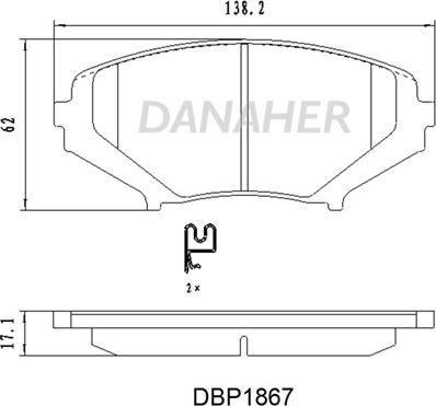 Danaher DBP1867 - Тормозные колодки, дисковые, комплект autospares.lv