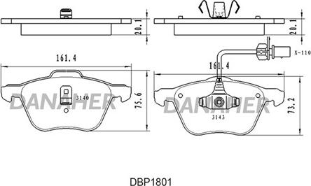 Danaher DBP1801 - Тормозные колодки, дисковые, комплект autospares.lv