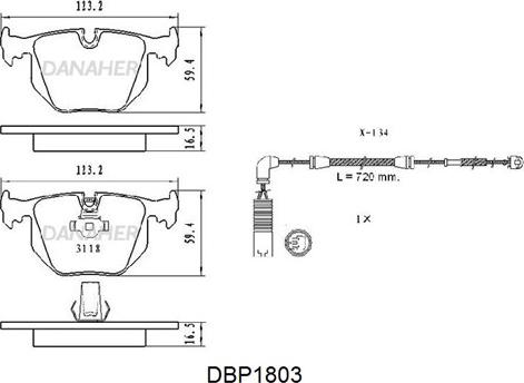 Danaher DBP1803 - Тормозные колодки, дисковые, комплект autospares.lv