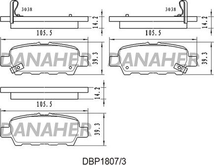 Danaher DBP1807/3 - Тормозные колодки, дисковые, комплект autospares.lv
