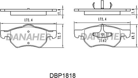 Danaher DBP1818 - Тормозные колодки, дисковые, комплект autospares.lv