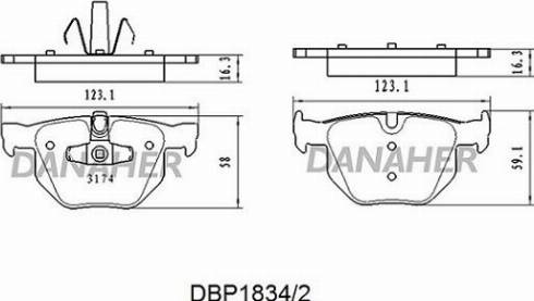 Danaher DBP1834/2 - Тормозные колодки, дисковые, комплект autospares.lv