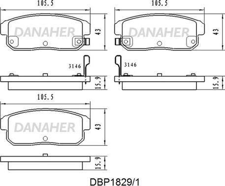 Danaher DBP1829/1 - Тормозные колодки, дисковые, комплект autospares.lv