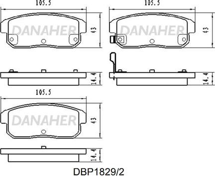 Danaher DBP1829/2 - Тормозные колодки, дисковые, комплект autospares.lv