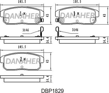 Danaher DBP1829 - Тормозные колодки, дисковые, комплект autospares.lv