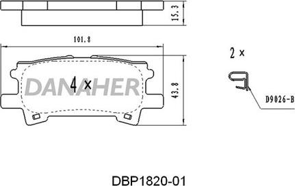 Danaher DBP1820-01 - Тормозные колодки, дисковые, комплект autospares.lv