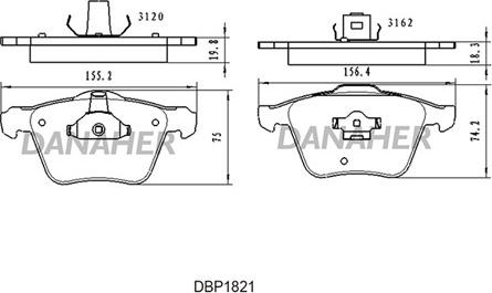 Danaher DBP1821 - Тормозные колодки, дисковые, комплект autospares.lv