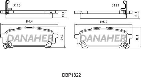 Danaher DBP1822 - Тормозные колодки, дисковые, комплект autospares.lv