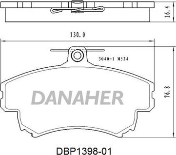 Danaher DBP1398-01 - Тормозные колодки, дисковые, комплект autospares.lv