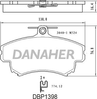 Danaher DBP1398 - Тормозные колодки, дисковые, комплект autospares.lv