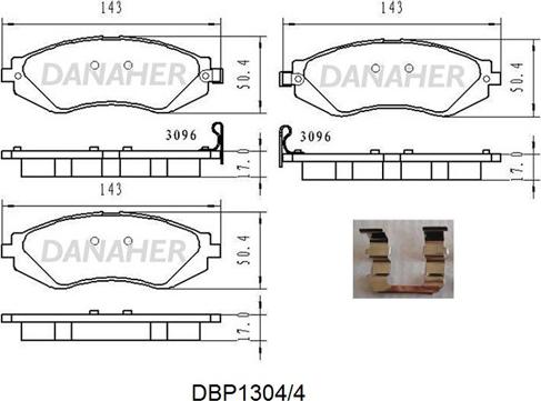 Danaher DBP1304/4 - Тормозные колодки, дисковые, комплект autospares.lv