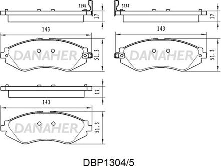 Danaher DBP1304/5 - Тормозные колодки, дисковые, комплект autospares.lv