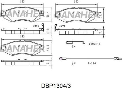 Danaher DBP1304/3 - Тормозные колодки, дисковые, комплект autospares.lv