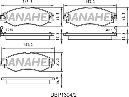 Danaher DBP1304/2 - Тормозные колодки, дисковые, комплект autospares.lv