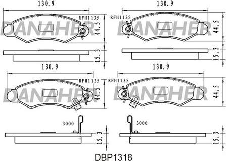 Danaher DBP1318 - Тормозные колодки, дисковые, комплект autospares.lv