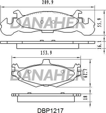 Danaher DBP1217 - Тормозные колодки, дисковые, комплект autospares.lv