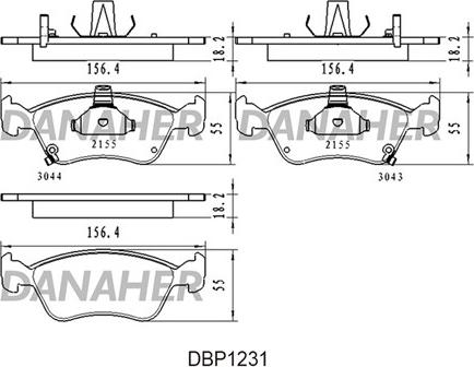 Danaher DBP1231 - Тормозные колодки, дисковые, комплект autospares.lv