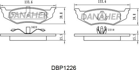 Danaher DBP1226 - Тормозные колодки, дисковые, комплект autospares.lv