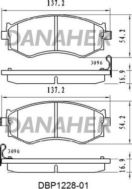 Danaher DBP1228-01 - Тормозные колодки, дисковые, комплект autospares.lv