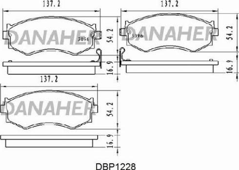 Danaher DBP1228 - Тормозные колодки, дисковые, комплект autospares.lv