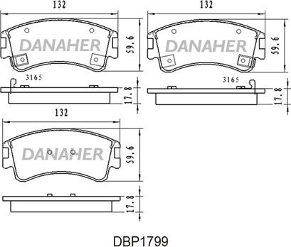 Danaher DBP1799 - Тормозные колодки, дисковые, комплект autospares.lv