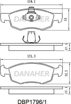 Danaher DBP1796/1 - Тормозные колодки, дисковые, комплект autospares.lv