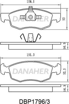 Danaher DBP1796/3 - Тормозные колодки, дисковые, комплект autospares.lv