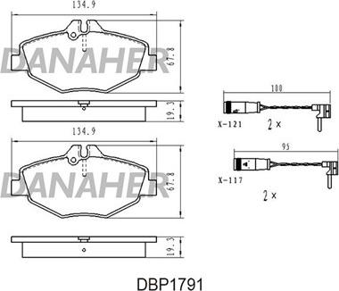 Danaher DBP179/1 - Тормозные колодки, дисковые, комплект autospares.lv