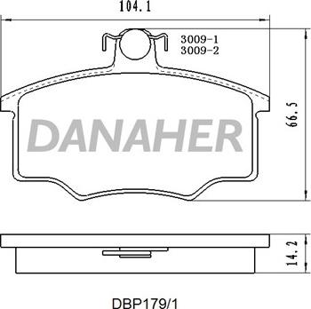 Danaher DBP179/1 - Тормозные колодки, дисковые, комплект autospares.lv