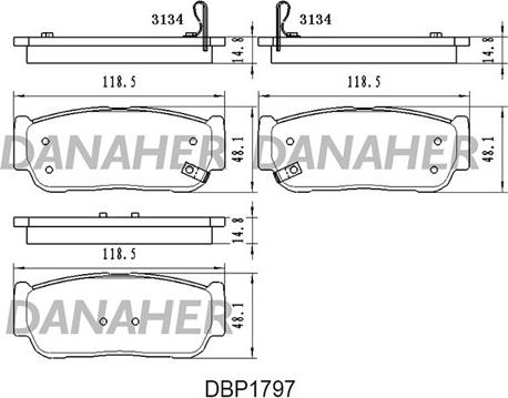 Danaher DBP1797 - Тормозные колодки, дисковые, комплект autospares.lv
