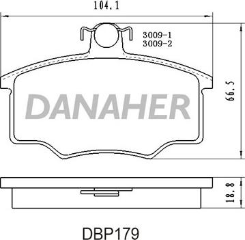 Danaher DBP179 - Тормозные колодки, дисковые, комплект autospares.lv