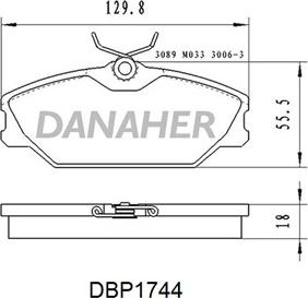 Danaher DBP1744 - Тормозные колодки, дисковые, комплект autospares.lv