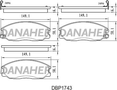 Danaher DBP1743 - Тормозные колодки, дисковые, комплект autospares.lv