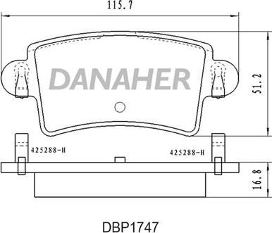 Danaher DBP1747 - Тормозные колодки, дисковые, комплект autospares.lv