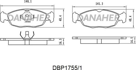 Danaher DBP1755/1 - Тормозные колодки, дисковые, комплект autospares.lv