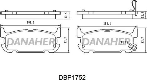 Danaher DBP1752 - Тормозные колодки, дисковые, комплект autospares.lv