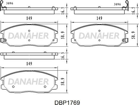 Danaher DBP1769 - Тормозные колодки, дисковые, комплект autospares.lv