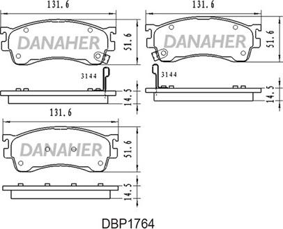 Danaher DBP1764 - Тормозные колодки, дисковые, комплект autospares.lv