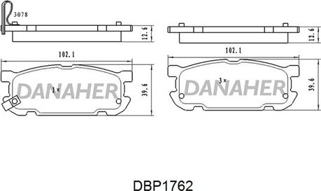 Danaher DBP1762 - Тормозные колодки, дисковые, комплект autospares.lv