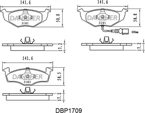 Danaher DBP1709 - Тормозные колодки, дисковые, комплект autospares.lv