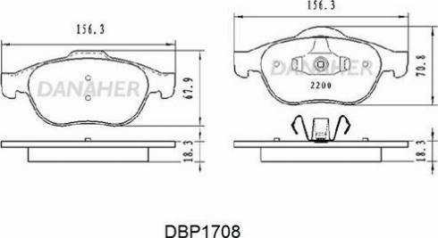 Danaher DBP1708 - Тормозные колодки, дисковые, комплект autospares.lv