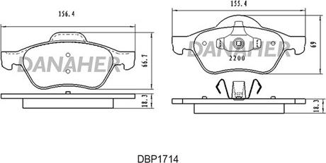 Danaher DBP1714 - Тормозные колодки, дисковые, комплект autospares.lv