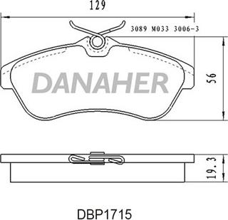 Danaher DBP1715 - Тормозные колодки, дисковые, комплект autospares.lv