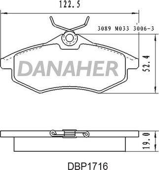 Danaher DBP1716 - Тормозные колодки, дисковые, комплект autospares.lv