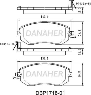 Danaher DBP1718-01 - Тормозные колодки, дисковые, комплект autospares.lv