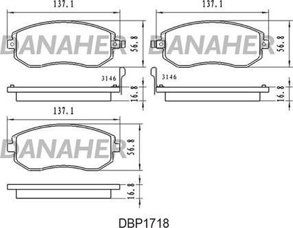 Danaher DBP1718 - Тормозные колодки, дисковые, комплект autospares.lv