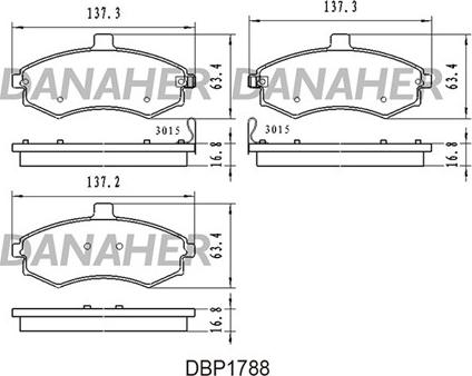 Danaher DBP1788 - Тормозные колодки, дисковые, комплект autospares.lv